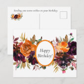 Mooie Herfst kleur Floral Birthday Briefkaart (Voorkant / Achterkant)