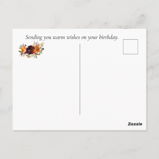 Mooie Herfst kleur Floral Birthday Briefkaart (Achterkant)
