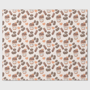 Mooie herfst koffiebonen & kopjes patroon cadeaupapier