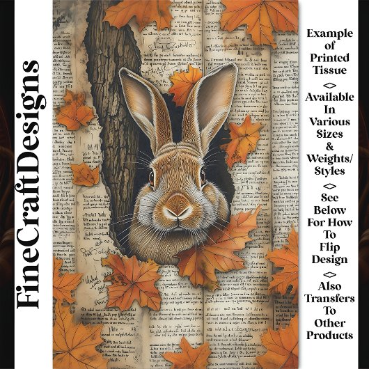 Mooie herfst konijn ephemera BK6 decoupage Tissuepapier