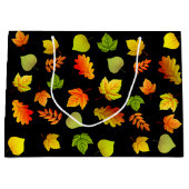 Mooie herfst lekt op zwart groot cadeauzakje (Voorkant)