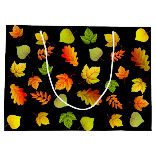 Mooie herfst lekt op zwart groot cadeauzakje (Achterkant)