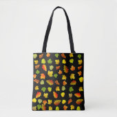Mooie herfst lekt op zwart tote bag (Voorkant)