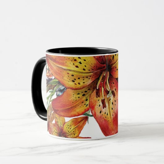 Mooie Herfst Lelie Bloem Boho Chic Maatwerk Mok (Voorkant links)