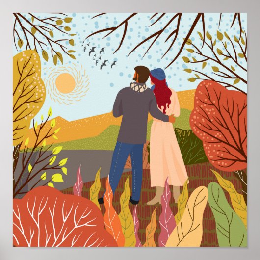 Mooie herfst Lovers Poster (Voorkant)