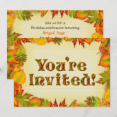 Mooie Herfst/najaar uitnodiging van Birthday (Voorkant / Achterkant)