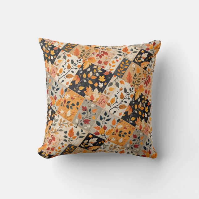 Mooie herfst oogst patchwork kussen (Voorkant)