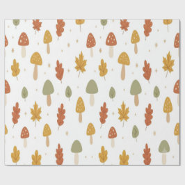 Mooie herfst paddenstoel en bladeren inpakpapier