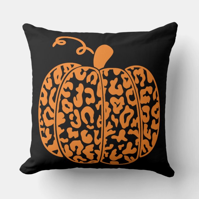 Mooie herfst pompoen luipaard print kussen (Voorkant)