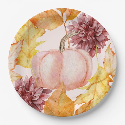 Mooie Herfst Pompoen Papieren Bordje (Voorkant)