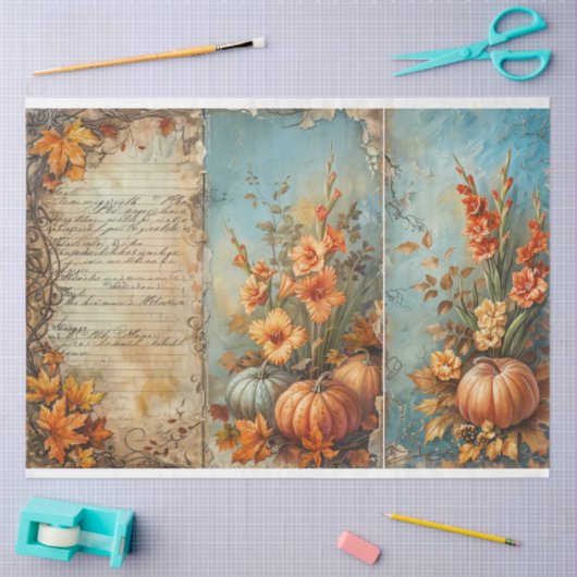 Mooie Herfst Pumkins met  Frans Script Tissuepapier (Craft)