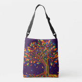 Mooie herfst regenboog boom paarse herfst thanksgi crossbody tas (Achterkant)