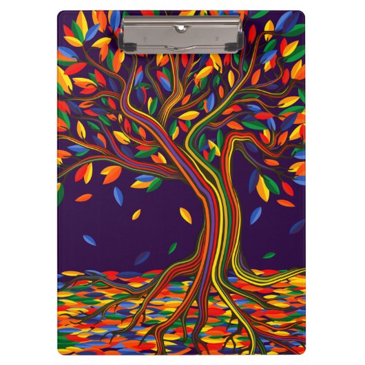 Mooie herfst regenboog boom paarse herfst thanksgi klembord (Voorkant)