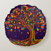 Mooie herfst regenboog boom paarse herfst thanksgi rond kussen (Voorkant)