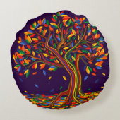 Mooie herfst regenboog boom paarse herfst thanksgi rond kussen (Achterkant)