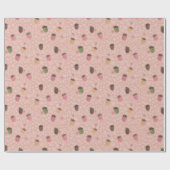 Mooie herfst roze herfst eikel cadeaupapier (Vlak)