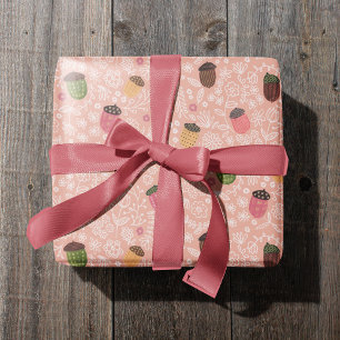 Mooie herfst roze herfst eikel cadeaupapier