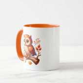 Mooie herfst seizoens uil monogram mok (Voorkant links)