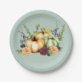 Mooie Herfst Thanksgiving Waterverf Papieren Bordje (Voorkant)