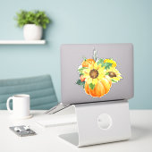 Mooie Herfst Theme Pumpkin Sticker (Laptop op bureau)