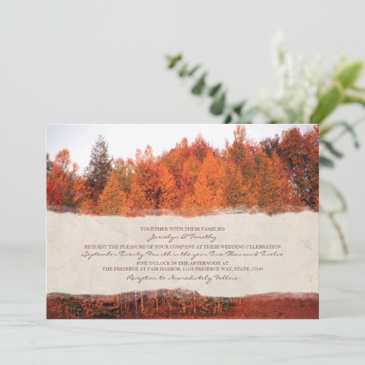 Mooie herfst Trees Wedding Kaart (Staand voorkant)