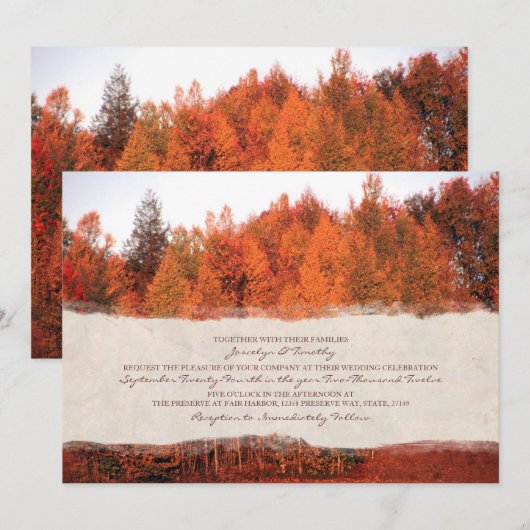 Mooie herfst Trees Wedding Kaart (Voorkant / Achterkant)