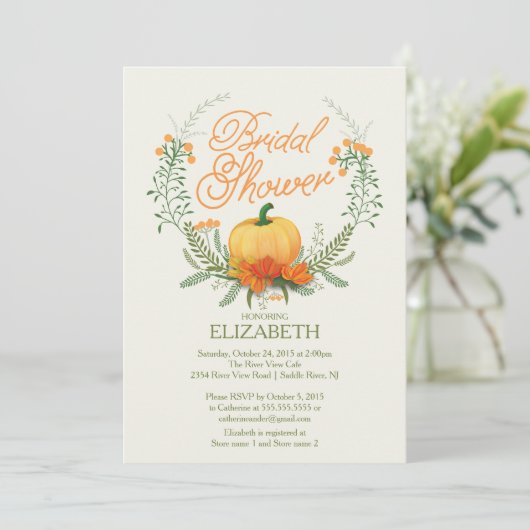 Mooie herfst Wreath Bridal Shower Kaart (Staand voorkant)