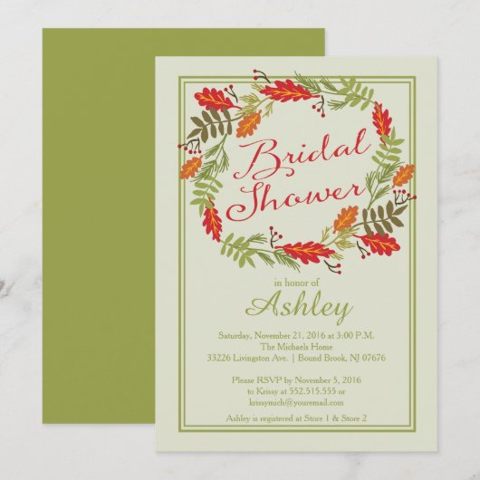 Mooie herfst Wreath Wedding Shower Kaart (Voorkant / Achterkant)