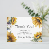 Mooie Herfst Zonnebloemen Airy Bruiloft Bedankkaart (Staand voorkant)