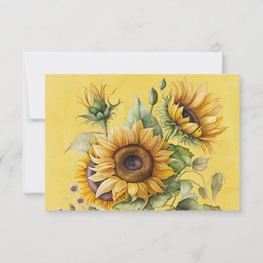 Mooie Herfst Zonnebloemen Airy Bruiloft Bedankkaart (Achterkant)