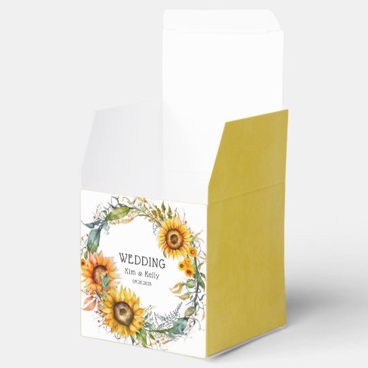 Mooie Herfst Zonnebloemen Airy Krans Bruiloft Bedankdoosjes (Geopend)