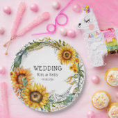 Mooie Herfst Zonnebloemen Airy Krans Bruiloft Papieren Bordje (Feest)