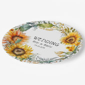 Mooie Herfst Zonnebloemen Airy Krans Bruiloft Papieren Bordje (Gekanteld)