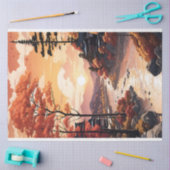 Mooie herfst zonsondergang aan de rivier tissuepapier (Craft)