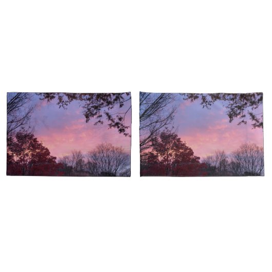Mooie herfst zonsondergang roze blauwe lucht kussensloop (Achterkant-Set)