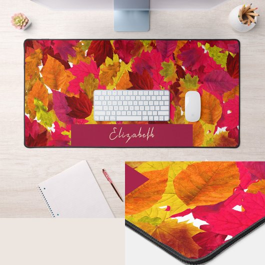 Mooie herfstbladeren Aangepaste naam bureau mat