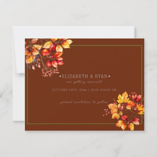 Mooie herfstbladeren en bessen Red onze afspraak RSVP Kaartje (Achterkant)