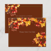 Mooie herfstbladeren en bessen Red onze afspraak   RSVP Kaartje (Voorkant / Achterkant)