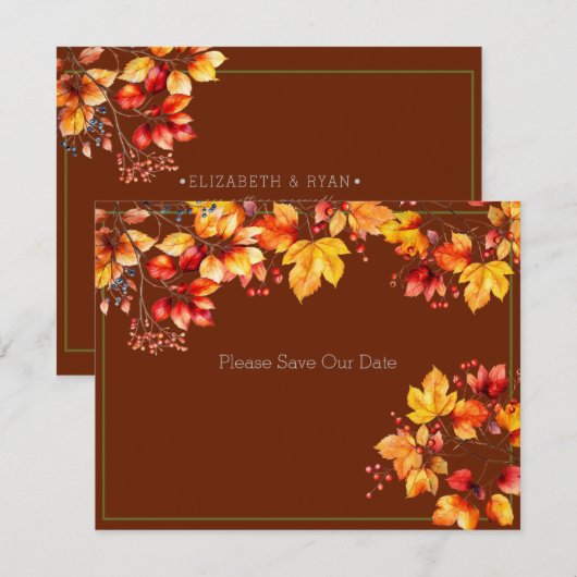 Mooie herfstbladeren en bessen Red onze afspraak   RSVP Kaartje (Voorkant / Achterkant)