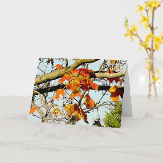 Mooie herfstbladeren en herfstzegens kaart (Gele Bloem)