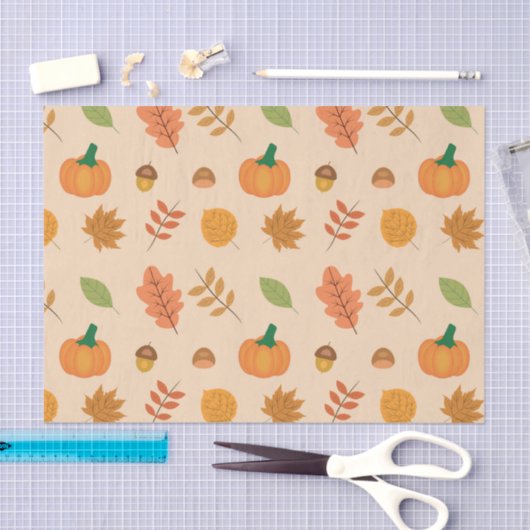 Mooie herfstbladeren en Oranje pompoenen Tissuepapier (Craft)