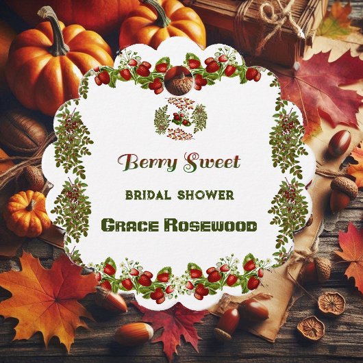 Mooie herfstbladeren, herfstbessen, zoete bruiloft bedankjes labels