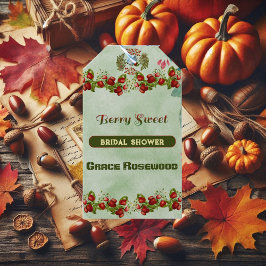 Mooie herfstbladeren, herfstbessen, zoete bruiloft cadeaulabel