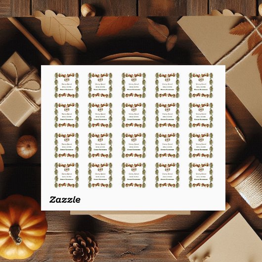 Mooie herfstbladeren, herfstbessen, zoete bruiloft vierkante sticker