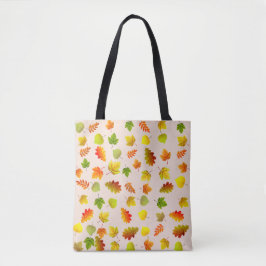 Mooie herfstbladeren op beige tote bag