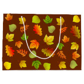 Mooie herfstbladeren op bruin groot cadeauzakje (Achterkant)