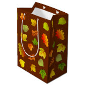 Mooie herfstbladeren op bruin medium cadeauzakje (Achterkant Gekanteld)