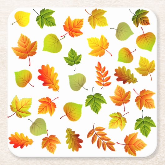 Mooie herfstbladeren op wit kartonnen onderzetters (Voorkant)