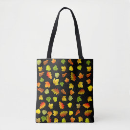 Mooie herfstbladeren op zwart tote bag