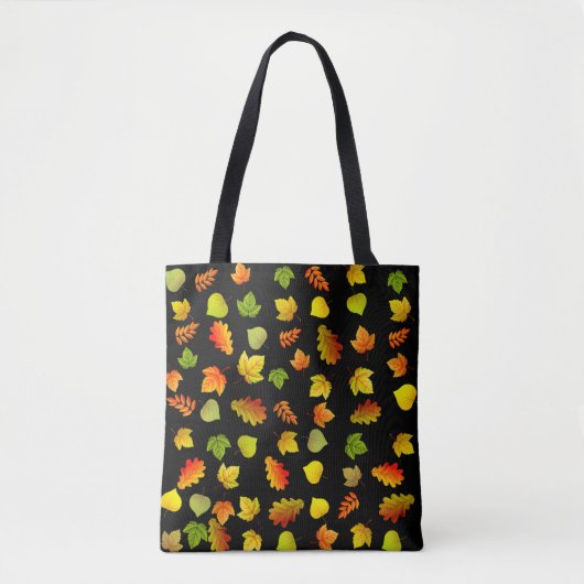 Mooie herfstbladeren op zwart tote bag (Voorkant)